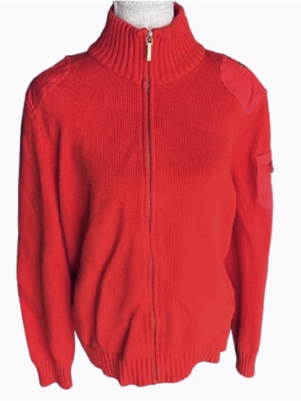 RALPH LAUREN 100% Cotton Zippered Sweater Extra Large Logo Patch